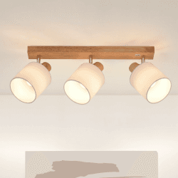 Glitzerlife Deckenleuchte 3 Flammig Deckenlampe Flur - Deckenstrahler Modern Holz Deckenspot Wandstrahler Schwenkbar 350° E14 MAX.25W lampe für Wohnzimmer Schlafzimmer Küche (ohne Leuchtmittel) Holz 3 Flammig