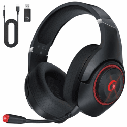 Gaming Headset, 2.4GHz USB Wireless Gaming Headset für PS5/PS4/PC/MAC, Gaming-Kopfhörer mit abnehmbarem Mikrofon, ENC Noise Cancelling, Bluetooth 5.2, 40H Battery, 3.5mm Wired für Xbox Series Headset Rot