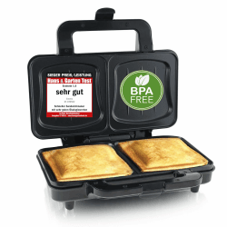 Emerio XXL Sandwichtoaster für alle Toastgrößen geeignet, BPA frei, große Muschelform, leicht zu reinigen, Käse läuft nicht aus, PREIS-/LEISTUNGSSIEGER Haus & Garten Test 03/2019, 900 Watt A Muschelform (verbesserte Beschichtung) Single