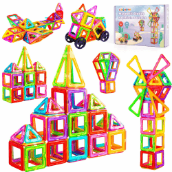 Crenova Magnetische Bausteine Magnete Bauklötze Spielzeug, Kinder Magnetbausteine STEM Set Lernspielzeug Magnetspiel für Kinder Geschenk Spielzeug ab 3 4 5 6 7 8 Jahre Jungen Mädchen
