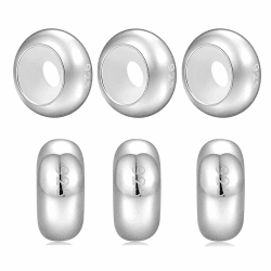 GW Charms Stopper 925 Sterling Silber für Armband mit Gummi Clip Stopper Charms für Bead Charm Armband Anhänger Spacer 6x Silber