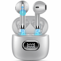 Bluetooth Kopfhörer, Kopfhörer Kabellos Bluetooth 5.3 In Ear Kopfhörer mit 4 HD Mic, 2024 Kabellose Kopfhörer 42Std ENC Noise Cancelling Earbuds Tiefer Bass, IP7 Wasserdicht Ohrhörer LED-Anzeige Grau Bluetooth 5.3 Grau