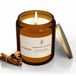 TTRWIN Sandelholz & Patchouli Duftkerze, 200g, 50H± Brenndauer, Duftkerzen im Glas, Natürliches Sojawachs, ätherisches Öl, Geschenk für Frauen Männer Muttertag Vatertag Kerze Sandelholz & Patchouli