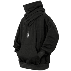 Eocicvvi Pullover Herren Rollkragen Hip Hop Fleece Pulli Kapuzenpullover Hoodie Sweater Sweatshirt Mit Kapuze Oversize Urban XL Schwarz