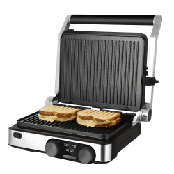 Cecotec Elektrischer Tischgrill Rock'nGrill Dual . 2000 W, Temperaturregelung auf jeder Platte unabhängig voneinander, abnehmbare und antihaftbeschichtete Platten, 180º zu öffnen 2000 W | Dual