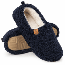 EverFoams Damen Warme Kunstwolle Memory Foam Voll Hausschuhe 40/41 EU Marineblau