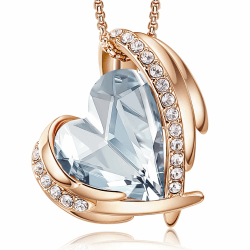 CDE Kette Damen Rosegold Herz Halskette für Frauen Schmuck mit Elegante Geschenkverpackung Weihnachten Geschenk für Sie Frau Freundin Mama Valentinstag/Party/Hochzeitstag/Jubiläum/Geburtstag Roségold Bleu