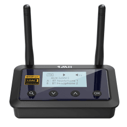 1Mii B03Pro+ LDAC Bluetooth 5.3 Sender Empfänger für TV, AptX Low Latency & HD kabelloser Audio Adapter Transmitter mit Bildschirm für Kopfhörer Stereoanlage, Optical RCA AUX 3,5, Großer Reichweite LDAC-B03Pro+