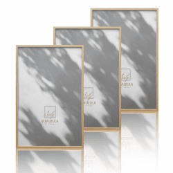 VUVUZULA Bilderrahmen 40x60cm Holz Holzrahmen 3er Set Eiche Fotorahmen MDF Rahmen Natur Beige 40x60cm