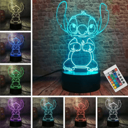 ZTZK Stitch Lampe, 3D LED Stitch Nachtlicht intelligente Fernbedienung Tischlampe 16 Farben für Weihnachten Stitch Geschenk Kinderzimmer Dekoration Blau