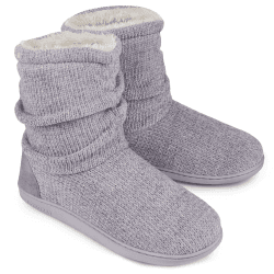 LongBay Damen Chenille Strick Warme Stiefel Hausschuhe Weiche Plüsch Fleece Booties Slipper Memory Foam Frauen Bootee Hausschuhe Haus Schuhe 40/41 EU Light Grau