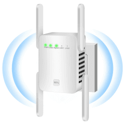 CINAMON WLAN Verstärker, Ultraxten WLAN Repeater mit LAN Ethernet, 2.4GHz WiFi Verstärker mit 4 Antennen, WPS, Compatible with 99% Standard Routers, Deckt bis zu 200 m² und 35 Geräte ab weiß