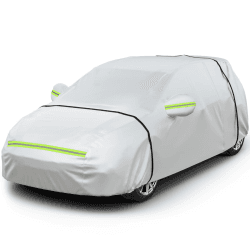Favoto Autoabdeckung Vollgarage Auto Abdeckplane Staubdicht Wasserdicht Autohülle Autoplane Winter & Sommer für 400cm-435cm Schrägheck Auto 2.8kg Silber 400cm-435cm Schrägheck
