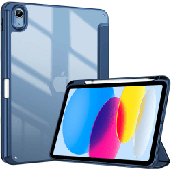 ProCase Hülle für iPad 10. Generation 2022 10,9 Zoll mit Stifthalter, Stoßfeste Smart Case Cover mit transparenter Rückseitenschale Schutzhülle Kompatibel mit ipad 10th Gen -Navy A-Navy