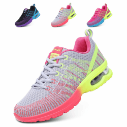 Hitmars Laufschuhe Damen Turnschuhe Luftpolster Sneaker Atmungsaktiv Sportschuhe Leicht Joggingschuhe rutschfest Straßenlaufschuhe Walkingschuhe Fitness Running Outdoor EU 36-42 42 EU Laufschuhe Grau A