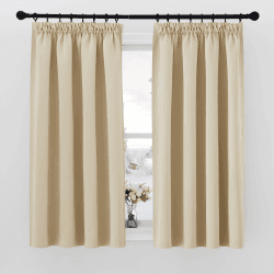 PONY DANCE Verdunkelungsvorhang für Schiene Gardienen 2-Set H 160 x B 140 cm Kurze Vorhänge Kälteschutz & Wärmeisolierend Schlafzimmer Gardinen Blickdicht Kräuselband, Biscotti Beige H160 x B140 cm (2er Pack) Biscotti Beige