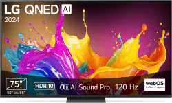 LG 75QNED86T6A TV 75" (190 cm) QNED Fernseher (α8 4K AI-Prozessor, webOS 24, HDR10, bis zu 120Hz) [Modelljahr 2024] 75 Zoll