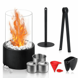 BRIAN & DANY Tischkamin Tischfeuer für Indoor und Outdoor, Bio Ethanol tischkamin Bioethanol Kamin mit Einstellbare Flamme für Garten Balkon Deko Schwarz