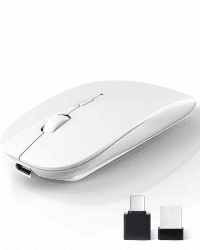 AE WISH ANEWISH Kabellos Bluetooth Maus with USB-C-Adapter wiederaufladbare Leise Mini Maus Kabellos für Mac Laptop PC Computer Tablet Android and Windows Weiß