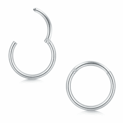 Longita 2 Stück Nasenpiercing Ring, 316L Chirurgenstahl Nasenring, Septum Clicker Ring, Helix Conch Knorpel Tragus Piercing Ohr Innendurchmesser 5-12MM Silber Gold Schwarz 2stück-silber-16g9mm