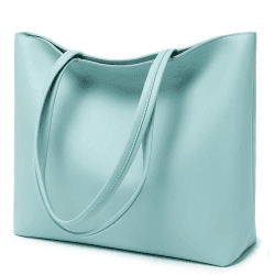 MEEGIRL Damen Henkeltaschen, Einfache Handtaschen PU Leder Tote Shopper Bag für Arbeit, Schule, Einkauf mit Reißverschluss und Innentasche Blau
