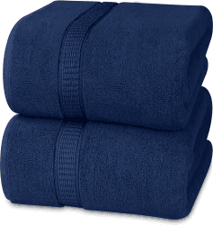 Utopia Towels - 2er Badetücher Groß aus Baumwolle mit Aufhänger, Saunatücher,Badehandtücher Groß, Handtücher 90 x 180 cm (Marineblau) 2 Stück Marineblau