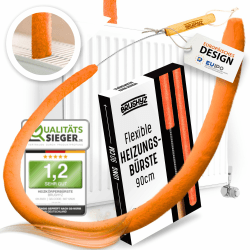 BRUSHYZ® Heizkörperbürste - Heizungsbürste lang 90cm aus Mikrofaser [Note 1,2] - Heizkörper Reinigungsbürste verbessert Raumklima - Heizungsreinigungsbürste - Heizkörper reinigen & Heizkosten sparen Orange