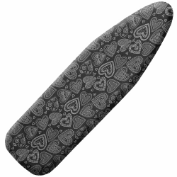 Neu Premium-Bügeltischbezug für Schnelles und Einfaches Bügeln, für Dampfbügeleisen, Schwarzes Herz, 38-45cm x 120-125cm (Größe XL) Schwarzes Herz XL