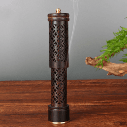 REAWOW Räucherstäbchenhalter Räucherstäbchen Brenner mit Abnehmbarer Aschefänger，Holz umgedrehter Räuchergefäß für einfache Portabilität,Brenner für Zen,Yoga Spa,Meditation