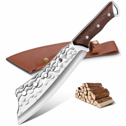 Moontay Outdoor Messer Survival aus 440C Edelstahl Feststehende Klinge Jagdmesser mit Full Tang Wenge Holz Griff scharf echt Machete für Bushcraft Camping und Gartenarbeit Geschenke für Männer 21.0cm