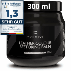 CREVIVE Leder Reparatur Set Schwarz 300 ml - Lederpflege Auto - Lederreparatur Sofa - Autositz Reparatur Schwarz Balsam 300 ml