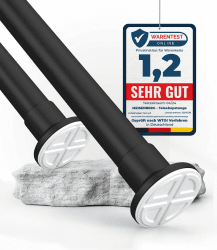 MEISENBERG Gardinenstange zum Klemmen 90-160cm Ø25mm - Duschstange ohne Bohren - Vorhangstange - Matt Schwarz - Teleskopstange 90-160 cm Matt Schwarz