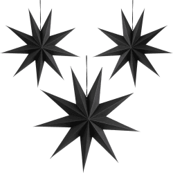 SUNBEAUTY 30cm Papier Stern Schwarz 3er Set Faltsterne Dekoration Neuneck Weihnachtsstern Deko Schwarz 30cm