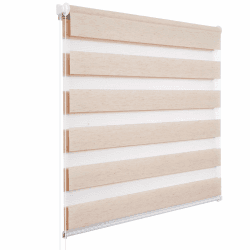 WOLTU Doppelrollo Klemmfix ohne Bohren Holzlook Natur B80 x H150 cm, Duo Rollo Zebrarollo Fensterrollo Klemmrollo Seitenzugrollo Easyfix lichtdurchlässig & verdunkelnd Rollos für Fenster und Tür B80 x H150 cm Holzlook Natur