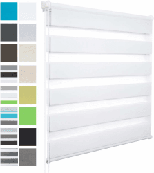 WOLTU Doppelrollo Klemmfix ohne Bohren Weiß B95 x H120 cm, Duo Rollo Zebrarollo Fensterrollo Klemmrollo Seitenzugrollo Easyfix lichtdurchlässig & verdunkelnd Rollos für Fenster und Tür B95 x H120 cm Weiß