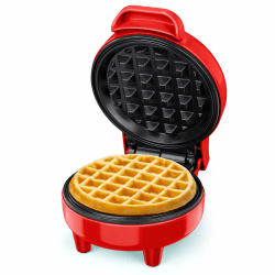 SNAILAR Mini Waffeleisen Belgische Waffel Maschine Kleines Waffeleisen Klassische, für Kindergeburtstage, Familienfeiern, Ostern oder Weihnachten, Niedlich kompaktes Design, 550 Watt, Rot