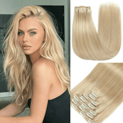 GUDOZO Clip in Extensions Human Hair 7pcs 50cm 120g Invisible Clip Extensions Human Hair Extensions Human Hair Clip Extensions Skin Weft Hair Extension(20Inch,P18K/613#) P18K/613# 20inch(50cm)-7pc-120g