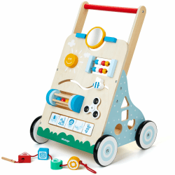 Lauflernwagen holz 10 in 1 Verwendung als Laufwagen Baby Lauflernhilfe Holz mit gummierten Holzrädern und Activity Center Gehfrei Lauflernhilfe Baby Spielzeug für Jungen und Mädchen BW001