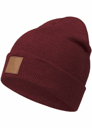 Occulto Leatherpatch Winter Mütze Beanie Bordeaux Rot