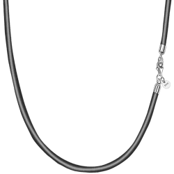 Viwind Echt leder Halskette 2.5mm/3mm breit geflochten Lederkette Lederband 45-60cm wählbar 925 Sterling Silber Vers chluss Damen Herren für DIY Anhänger Schmuck mit Geschenkbox Schwarz 60.0 Zentimeter