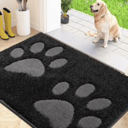 FCSDETAIL Schmutzfangmatte waschbar 80 x 120 cm, Fußmatte Innen, absorbierend Fussmatte, rutschfeste Sauberlaufmatte, wasserdicht Teppich für Hund, Eingang, nasse Pfoten Dunkel Holzkohle 80 x 120 cm