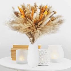 Sosayet Getrocknete Pampasgrasdekoration, 100 Stück Trockenblumen Herbst, Flauschige Getrocknete Blumen Dried Flowers für Herbstdeko Hochzeit Boho Deko Wohnzimmer Schlafzimmer Gartenhaus Typ A