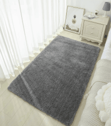 Warmfay Badezimmerteppich rutschfest 80x120CM, Weich Flauschig und Hochflor Badvorleger, Maschinenwaschbare Badematte, Absorbierende Badteppich für Badewanne, Dusche, Schlafzimmer, Badteppich Grau 80 x 120 cm Grau