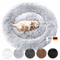 Wahre Tierliebe Hundebett Fluffy Wolke - Das Original, mit waschbarem Bezug Hundekissen, Hundekorb, Flauschiges Hundebett für große, mittelgroße & kleine Hunde L - 100cm Weiß