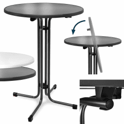 Beautissu Stehtisch Schwarz klappbar Ø80cm Bellini – Stabiler Outdoor Bistrotisch Wetterbeständig höhenverstellbarer Fuß, leichte Montage Halterung vormontiert – Kratzfest Gastro Partytisch Rund 1er Set - Ø 80 cm Schwarz