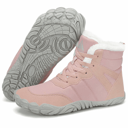 Mishansha Barfußschuhe Winter Warm Gefüttert Winterschuhe für Damen Herren Gr.36-48 EU 38 EU Rosa