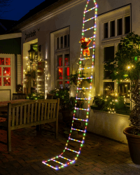 Geemoo LED Weihnachtsmann Leiter Lichterkette - 3 Meter LED Weihnachtsbeleuchtung Strombetrieben mit Timer, Speicherfunktion, 8 Modi, für Innen Außen Weihnachtsbaum Fenster Weihnachten Deko (Bunt) Bunt 3 Meters