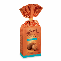 Lindt Schokolade Weihnachts-Mandeln Caramel & Salz | 100 g Beutel | Mandeln in Vollmilch Schokolade mit einem Hauch von Salz sowie Zimt und Koriander | Schokoladen-Geschenk zu Weihnachten