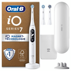 Oral-B iO Series 7 Plus Edition Elektrische Zahnbürste/Electric Toothbrush, PLUS 3 Aufsteckbürsten inkl. Whitening, Magnet-Etui, 5 Putzmodi, Geschenk Mann/Frau, Designed by Braun, White White (KARTONVERPACKUNG)