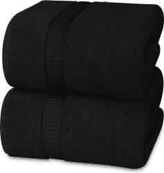 Utopia Towels - 2er Badetücher Groß aus Baumwolle mit Aufhänger, Saunatücher,Badehandtücher Groß, Handtücher 90 x 180 cm (Schwarz) 2 Stück Schwarz